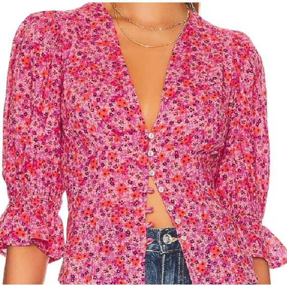 NWT Free People I Found You Print Blouse in Party Combo - Picture 2 of 15
